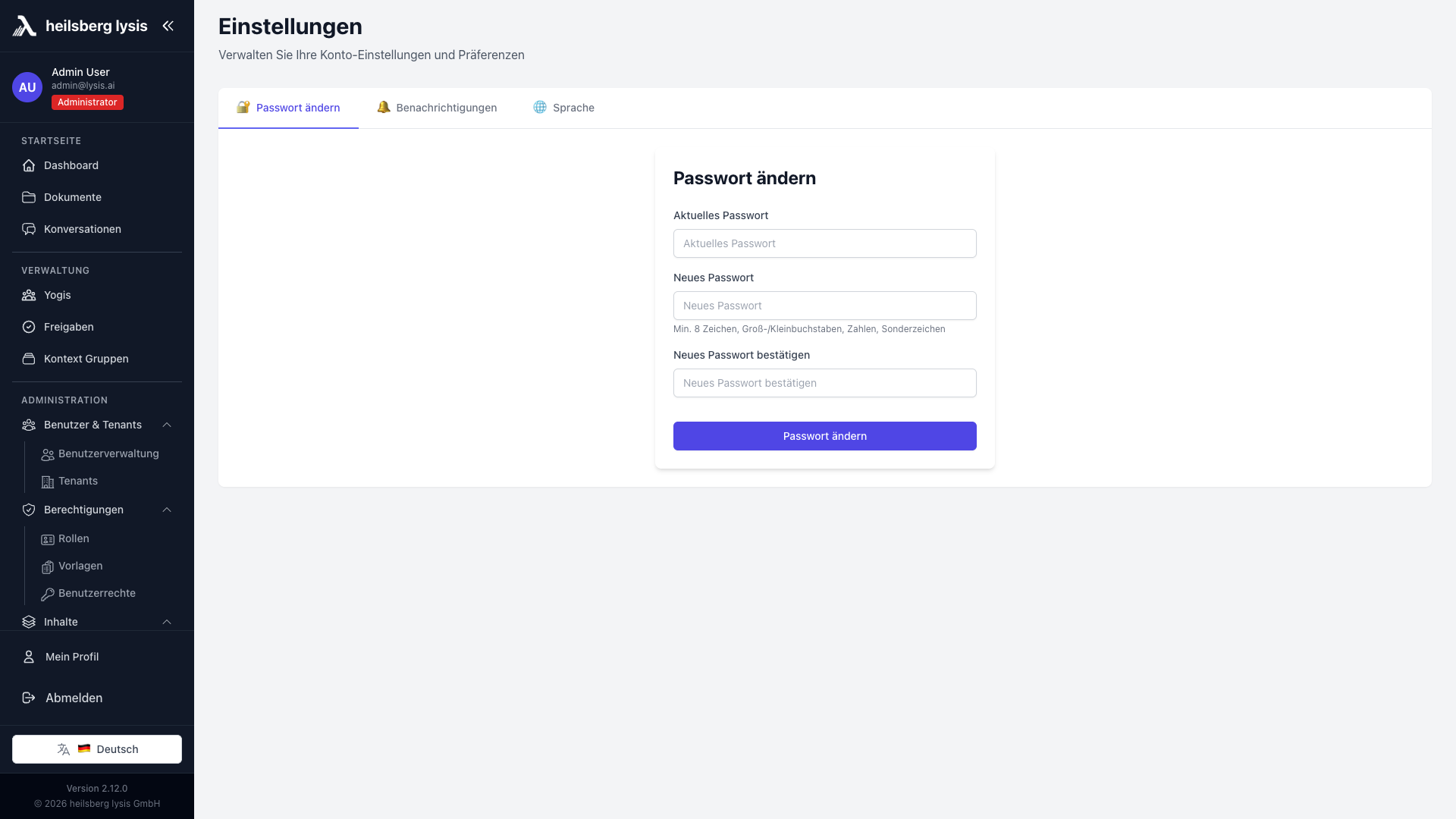 Profile Menu