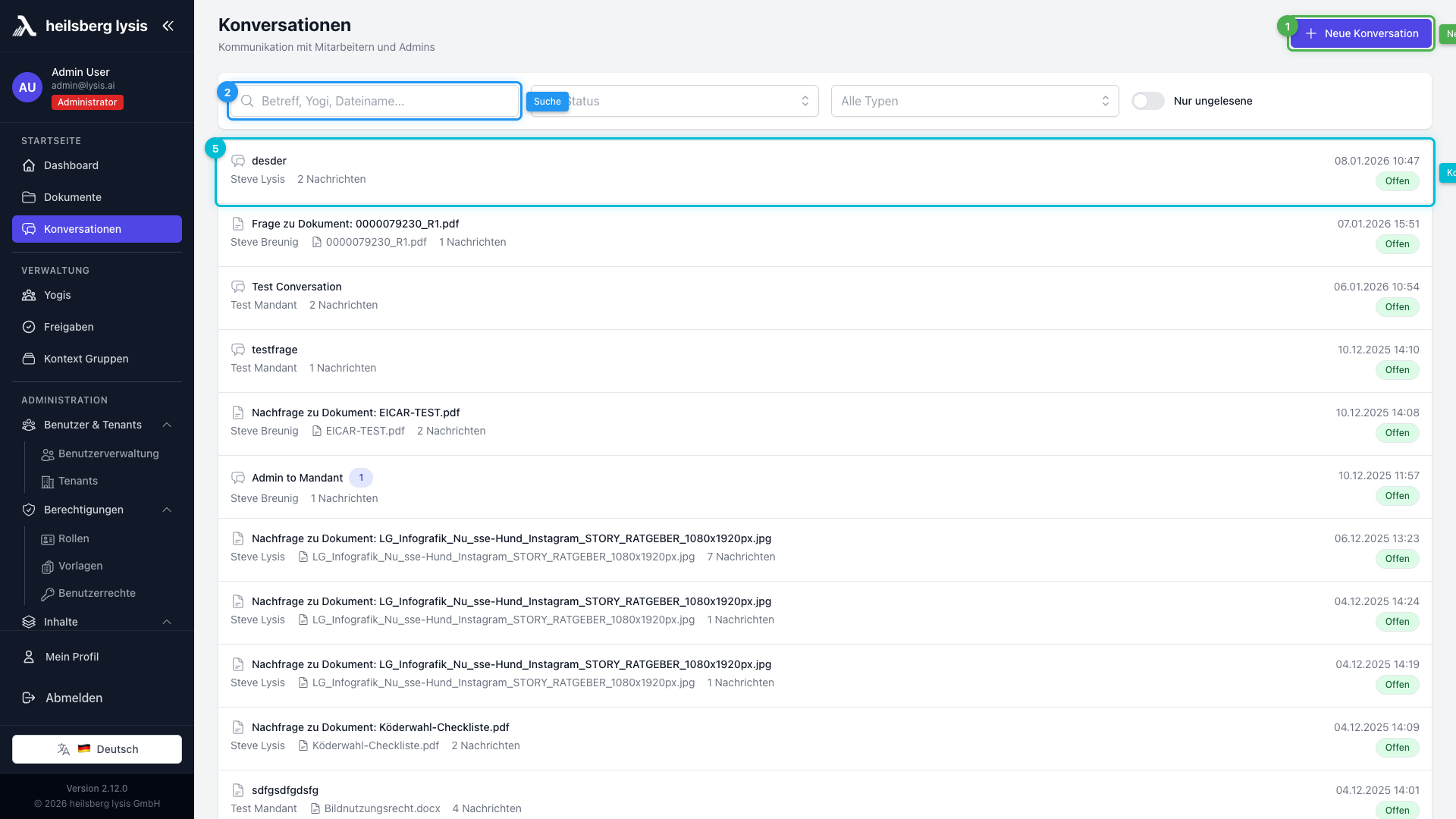 Konversationen Übersicht